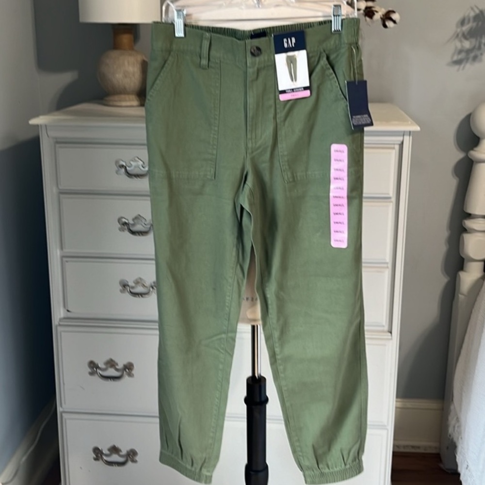 Gap Twill Jogger Clover Green Elastic Back Waist Pants Womens Small